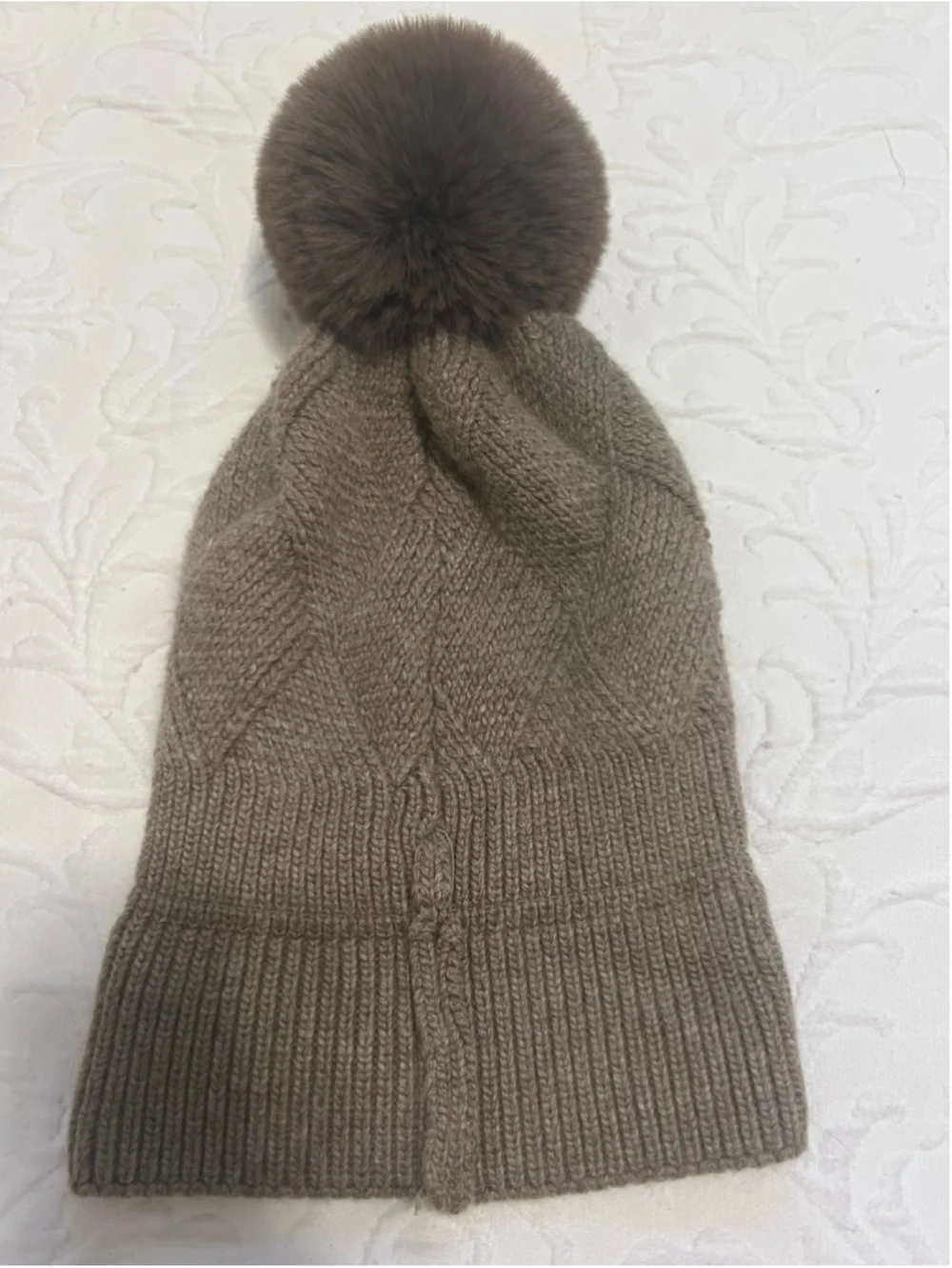 Women's Norla Brown Knit Pom Pom Beanie Hat One Size